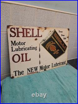 Vintage Enamel motor oil garage sign Shell Oil Can Sign 50cm X 33 Cm