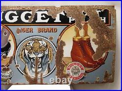 Vintage Enamel porcelain Sign Nugget Boot Polish Tiger Brand Imperial Enamel Co