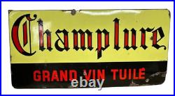 Vintage Enamel sign Champlure Grand Vin Tuilé (1950s) 38 x 19
