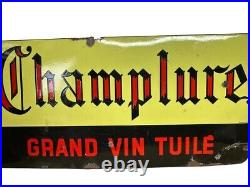 Vintage Enamel sign Champlure Grand Vin Tuilé (1950s) 38 x 19
