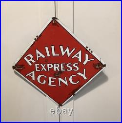 Vintage Enamelled Railway Advertising Sign Railway Express Agency