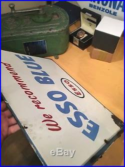Vintage Esso Blue Double Sided Enamel Sign Barn Find Automobilia