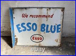 Vintage Esso Blue Double Sided Enamel Wall Mountable Sign Automobilia