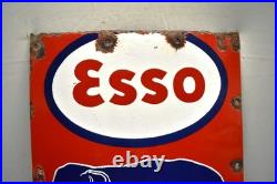 Vintage Esso Elephant Kerosene Enamel Sign 23x12 India Petrol Pump Oil BoardR21