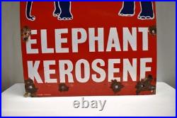 Vintage Esso Elephant Kerosene Enamel Sign 23x12 India Petrol Pump Oil BoardR21