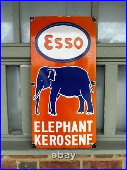Vintage Esso Elephant Kerosene Enamel Sign Petrol Advertising 23x11 Vintage Esso Elephant Kerosene Enamel Sign Petrol Advertising 23x11