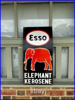 Vintage Esso Elephant Kerosene Enamel Sign Petrol Advertising 23x11 Vintage Esso Elephant Kerosene Enamel Sign Petrol Advertising 23x11