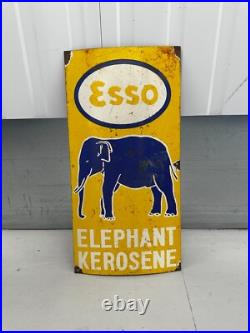 Vintage Esso Elephant Kerosene Enamel Sign Petrol Advertising 23x11 Vintage Esso Elephant Kerosene Enamel Sign Petrol Advertising 23x11