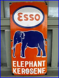 Vintage Esso Elephant Kerosene Enamel Sign Petrol Advertising 23x11 Vintage Esso Elephant Kerosene Enamel Sign Petrol Advertising 23x11