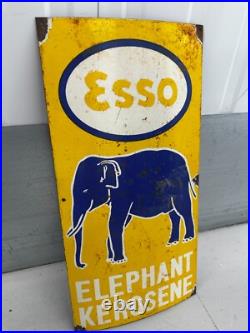 Vintage Esso Elephant Kerosene Enamel Sign Petrol Advertising 23x11 Vintage Esso Elephant Kerosene Enamel Sign Petrol Advertising 23x11
