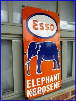 Vintage Esso Elephant Kerosene Enamel Sign Petrol Advertising 23x11 Vintage Esso Elephant Kerosene Enamel Sign Petrol Advertising 23x11