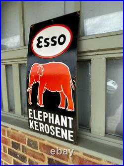 Vintage Esso Elephant Kerosene Enamel Sign Petrol Advertising 23x11 Vintage Esso Elephant Kerosene Enamel Sign Petrol Advertising 23x11