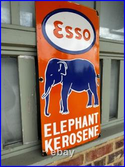 Vintage Esso Elephant Kerosene Enamel Sign Petrol Advertising 23x11 Vintage Esso Elephant Kerosene Enamel Sign Petrol Advertising 23x11