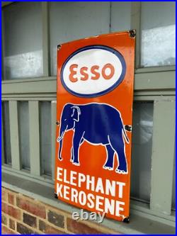 Vintage Esso Elephant Kerosene Enamel Sign Petrol Advertising 23x11 Vintage Esso Elephant Kerosene Enamel Sign Petrol Advertising 23x11