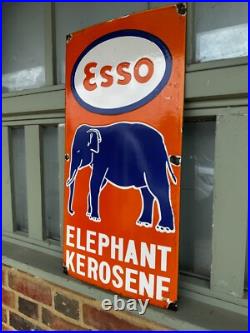 Vintage Esso Elephant Kerosene Enamel Sign Petrol Advertising 23x11 Vintage Esso Elephant Kerosene Enamel Sign Petrol Advertising 23x11