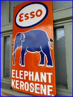 Vintage Esso Elephant Kerosene Enamel Sign Petrol Advertising 23x11 Vintage Esso Elephant Kerosene Enamel Sign Petrol Advertising 23x11