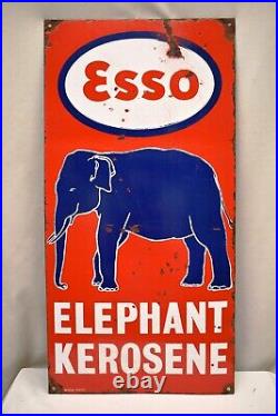Vintage Esso Elephant Kerosene Oil Sign Board Porcelain Enamel Advertising Colle