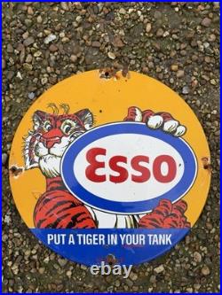 Vintage Esso Put A Tiger In Ur Tank Enamel Sign