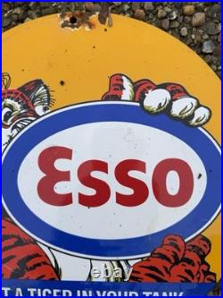 Vintage Esso Put A Tiger In Ur Tank Enamel Sign