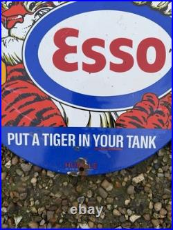 Vintage Esso Put A Tiger In Ur Tank Enamel Sign