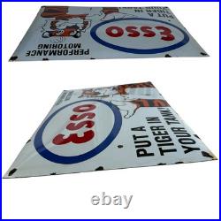 Vintage Esso Tiger Oil Enamel Advertising Sign Enamel Plaque