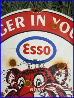 Vintage Esso put A Tiger In Ur Tank Enamel Sign