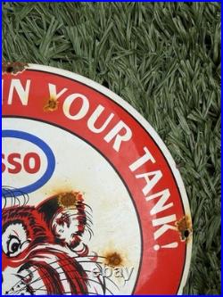 Vintage Esso put A Tiger In Ur Tank Enamel Sign