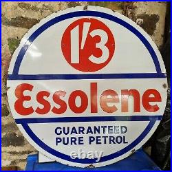 Vintage Essolene Motor Oil Petrol Enamel Advertising Sign Automobilia Garage