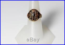Vintage Estate 10K Yellow Gold 1955 F Class Ring Signed HJ Size 7 9746