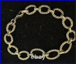 Vintage Estate 14k Gold Bracelet Designer Signed Ma Made In Italy Textured Ovals
