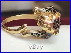 Vintage Estate 14k Gold Lion Enamel Ring Designer Signed Slc Panther
