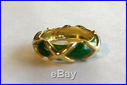 Vintage Estate 18k Signed Tiffany & Co Green Enamel Ring/Band