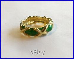 Vintage Estate 18k Signed Tiffany & Co Green Enamel Ring/Band