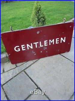Vintage Ex British railway (Midlands) station Gentlemen enamel sign single side