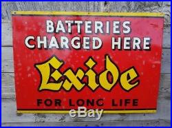 Vintage Exide Batteries Tin Sign Garage Workshop Automobilia Enamel Oil Can etc