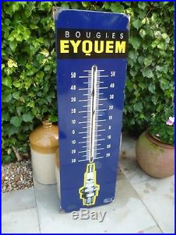Vintage Eyquem Spark Plug Enamel Sign Thermometer Automobila Classic Car Plugs