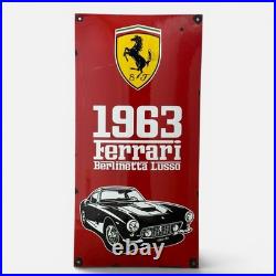 Vintage FERRARI 1963 Enamel Advertising Plaque Sign