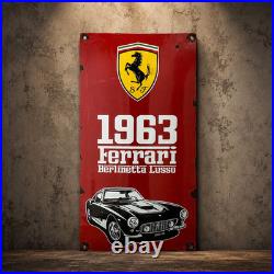 Vintage FERRARI 1963 Enamel Advertising Plaque Sign