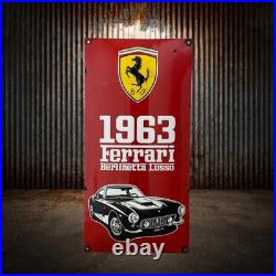 Vintage FERRARI 1963 Enamel Advertising Plaque Sign