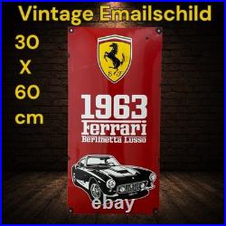 Vintage FERRARI 1963 Enamel Advertising Plaque Sign