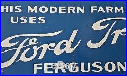 Vintage FORD TRACTOR FERGUSON SYSTEM Enameled Steel Advertising Sign c1940's