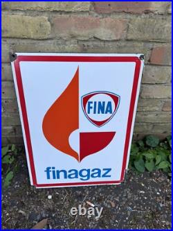 Vintage Fina FinaGaz Enamel Sign Oil