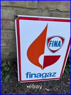 Vintage Fina FinaGaz Enamel Sign Oil