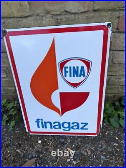 Vintage Fina FinaGaz Enamel Sign Oil