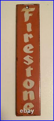 Vintage Firestone Enamel Sign Vertical Rare