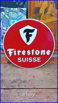Vintage Firestone Suisse Enamel Sign Extremely Scarce