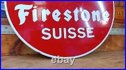 Vintage Firestone Suisse Enamel Sign Extremely Scarce