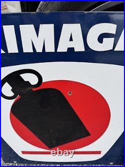 Vintage Flanged Double Sided Enamel Advertising Sign Primagaz / French / Gas