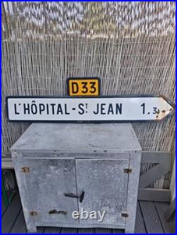 Vintage French 1970s Metal Enamel Hospital Street Road Sign