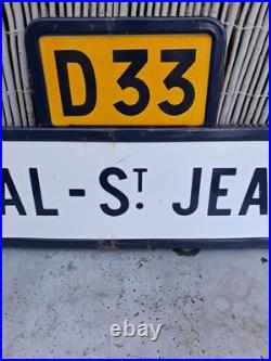 Vintage French 1970s Metal Enamel Hospital Street Road Sign